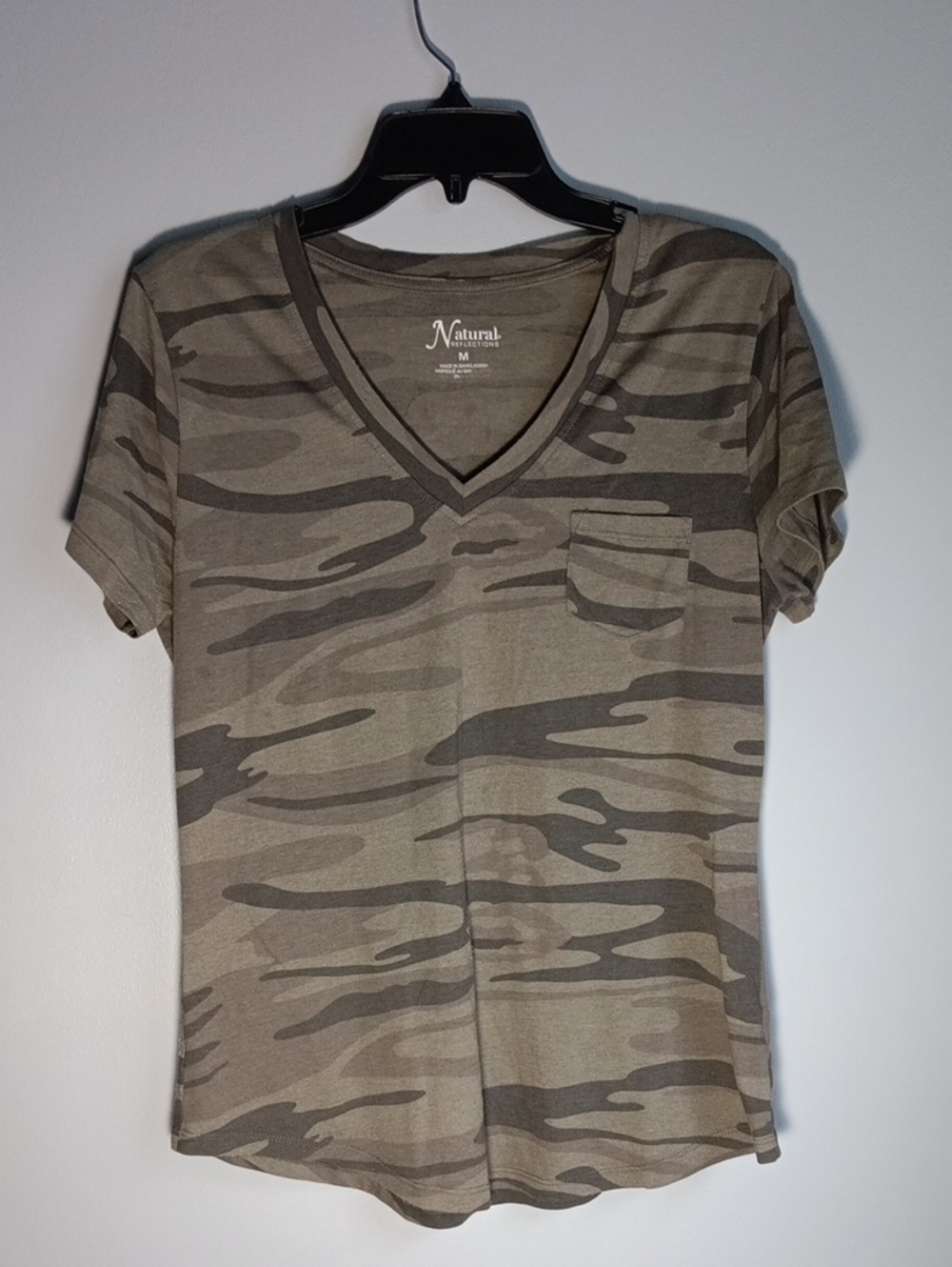 Natural Reflections Camo V-Neck Pocket Tee